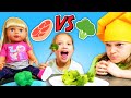 Vídeo divertido y educativo. Selín y su muñeca tienen hambre. Cocina para niños.