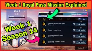 Season 14 week 1 Royale pass mission full explained in pubg mobile | season 14 ke week 1 mission