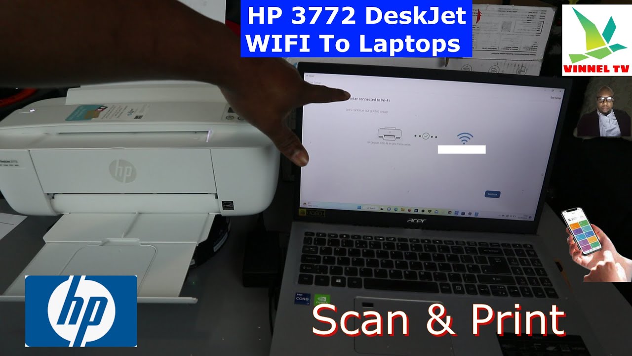 How to Connect HP Deskjet 3762, 3772, 3755 Wireless Printer To WIFI with a  Computer, Laptop 