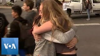 Students Hug After Evacuating California High School