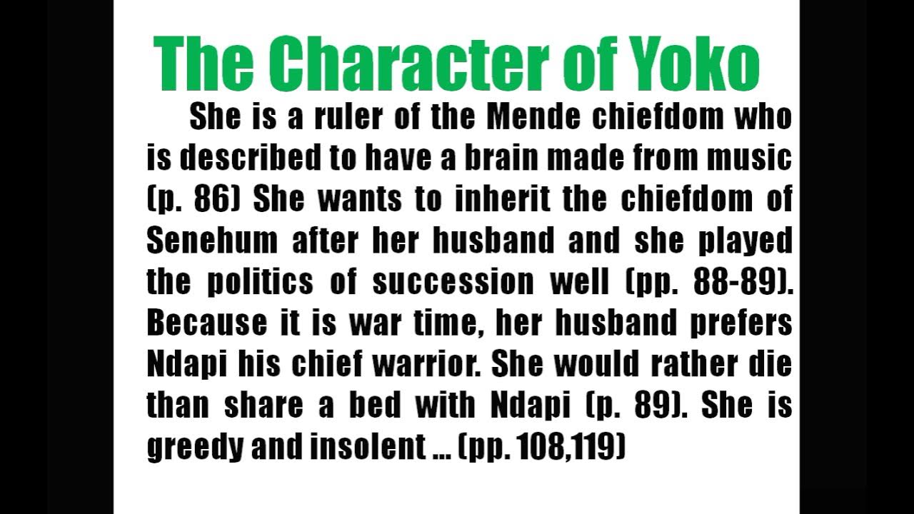 Let Me Die Alone by John Kolosa Kargbo Characters and