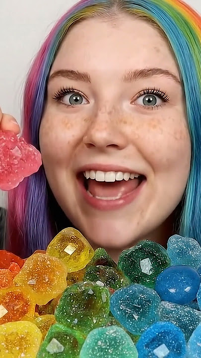 Try these Crystal Rock Candies with me! #asmr #mukbang #crystals #candy #eatingsounds