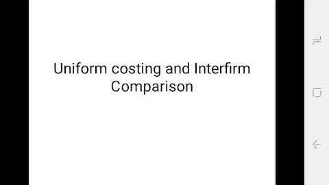 Uniform costing and interfirm comparison