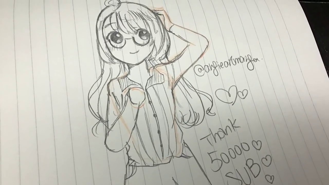 Manga girl drawing tutorial, real time drawing in 7 mins ...