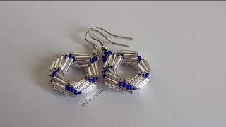 Spiral Earrings with Bugle beads/Jewelry making at home/Aretes Tutorial diy