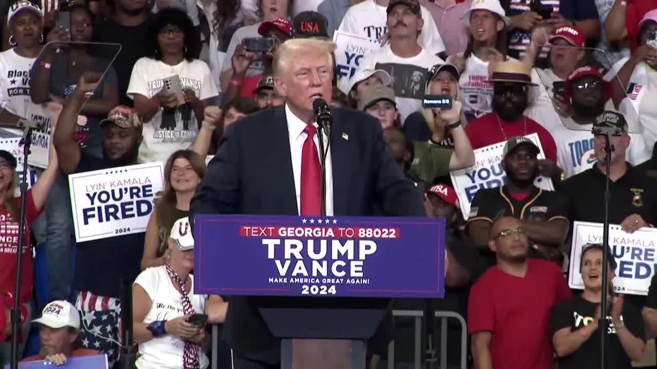 Trump complains about Georgia State limiting attendance at rally - YouTube