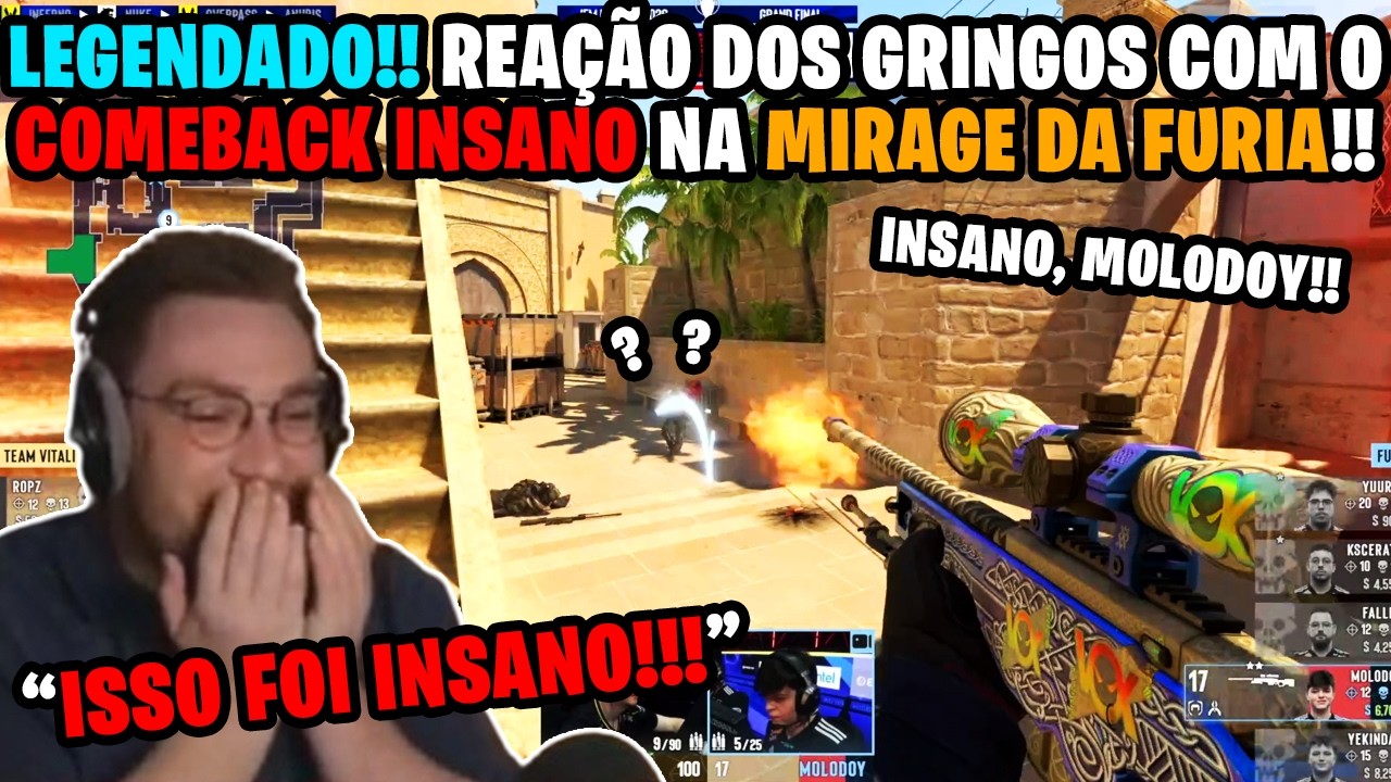 LEGENDADO!! 🔥🔥 REAÇÃO DOS GRINGOS COM O COMEBACK INSANO DA FURIA NA MIRAGE VS VITALITY!!
