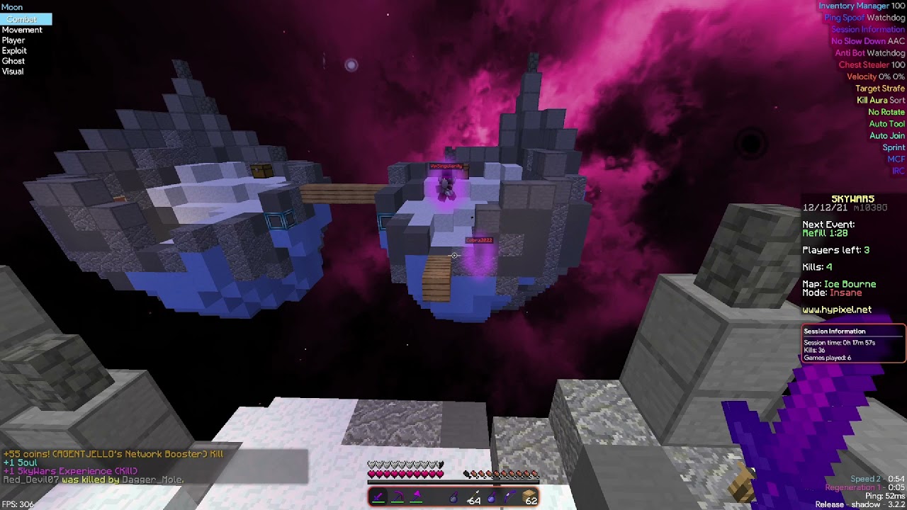 1 Hour and 30 Minutes of Moon Hypixel Gameplay (2k 420fps)