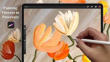 Painting Flowers in Procreate with Digital Acrylic Paint | Painted Loose Florals Tutorial | Poppies