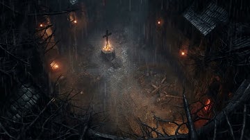 D&D | Harvest Moon Hollow Town Centre Rain | Animated Battle Maps