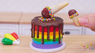 Rainbow ice cream cake  - ASMR Cooking | Mini Bakery