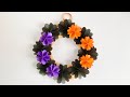 ハロウィンカラーのペーパーフラワーリース／Halloween color paper flower wreath