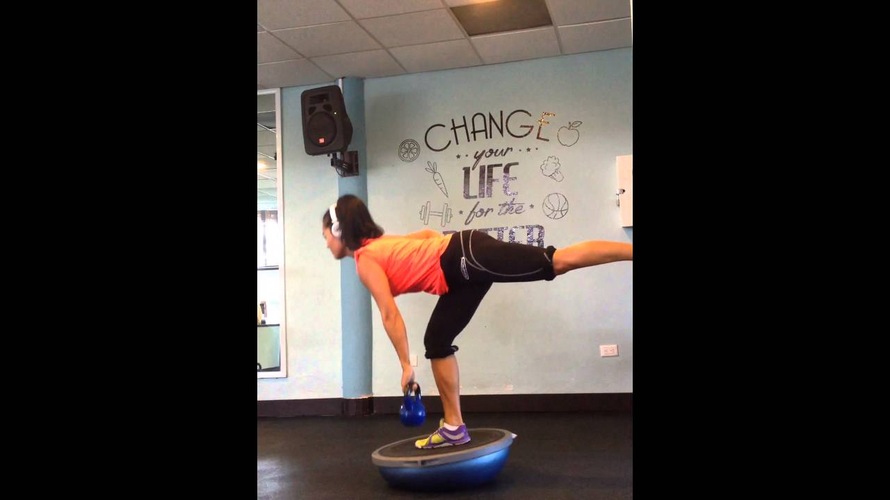 Stiff Leg Deadlift on Bosu Ball (Kettlebell) || Belinda Kiriakou - YouTube