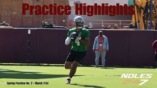 PRACTICE HIGHLIGHTS: FSU football holds spring practice No. 2 on Thursday afternoon