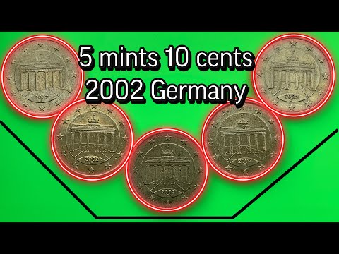 5 Mints Euro Coins 10 Cent 2002 Germany