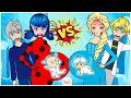 Paper dolls dress up -  Pregnant Ladybug & Jack Frost. Pregnant Elsa & Black cat hero Barbie story.