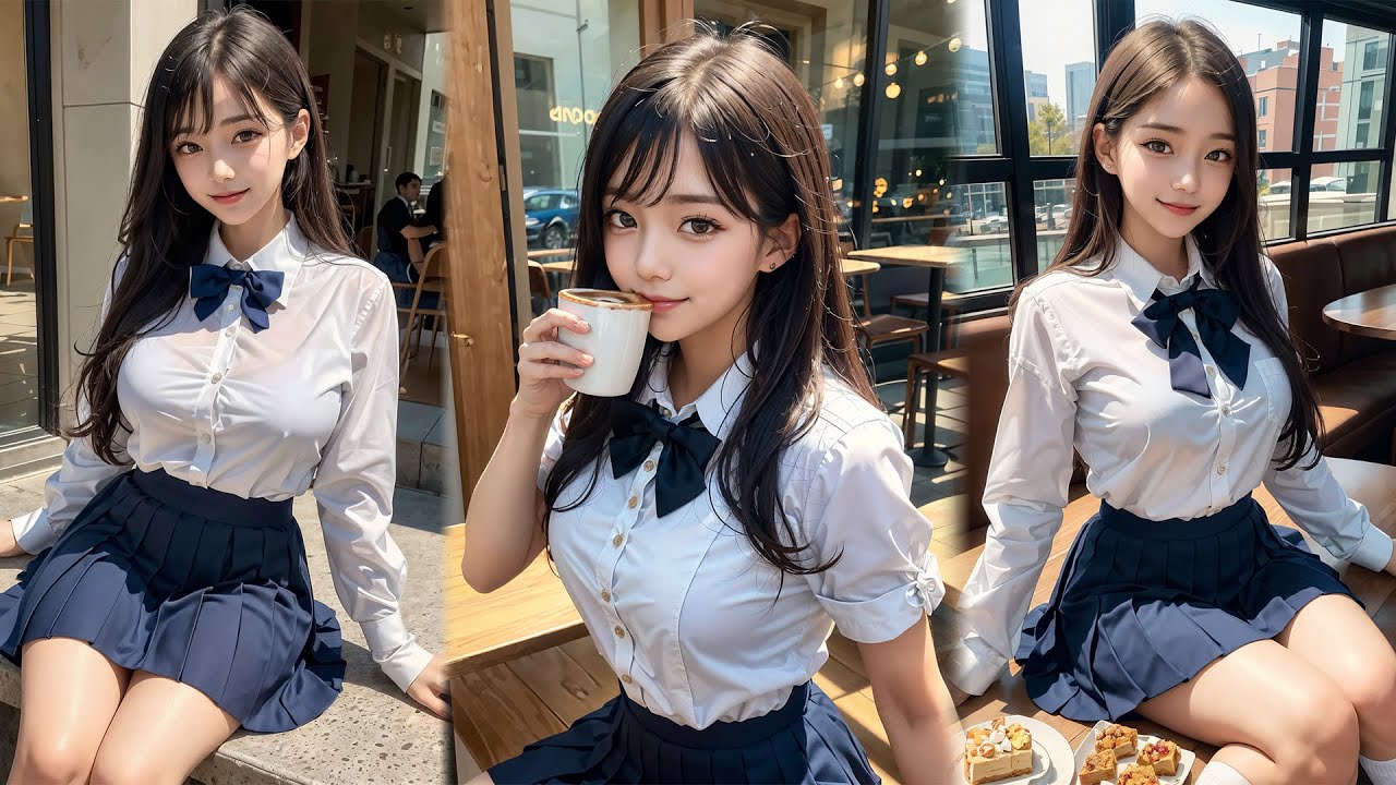 [#AiArt 4K]SchoolGirl Afternoon tea portrait ,lookbook aiアート ai룩북 ai그림 ...