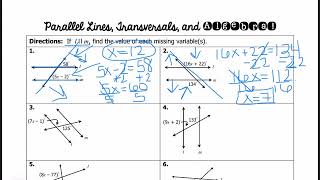 Parallel lines, transversals, and algebra