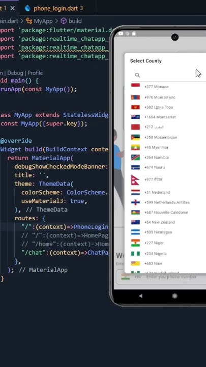 Flutter country code picker || flutter chat app part 1 - YouTube