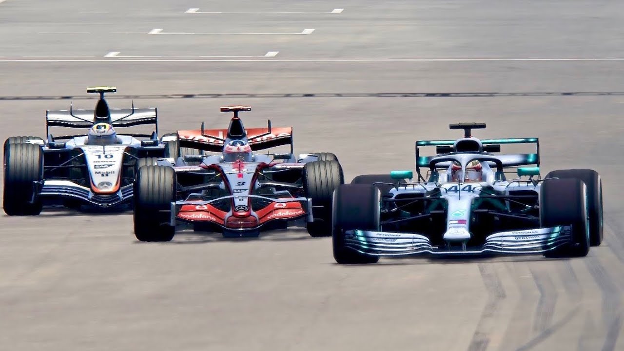 Mercedes F1 2019 vs McLaren F1 2005 vs McLaren F1 2007 - Spa - YouTube