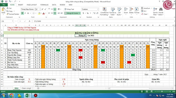 Hướng dẫn làm bảng chấm công năm 2024