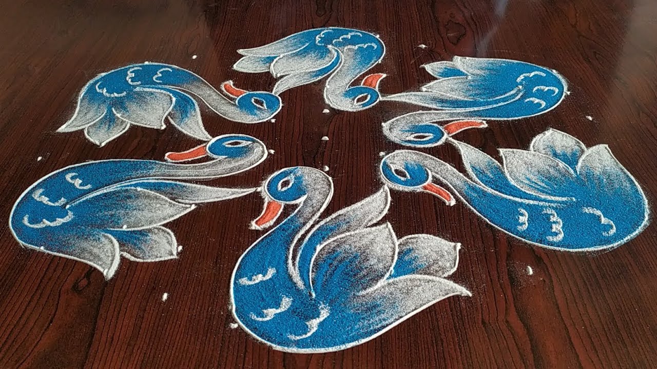 simple Easy swan kolam (11×6) dot's...