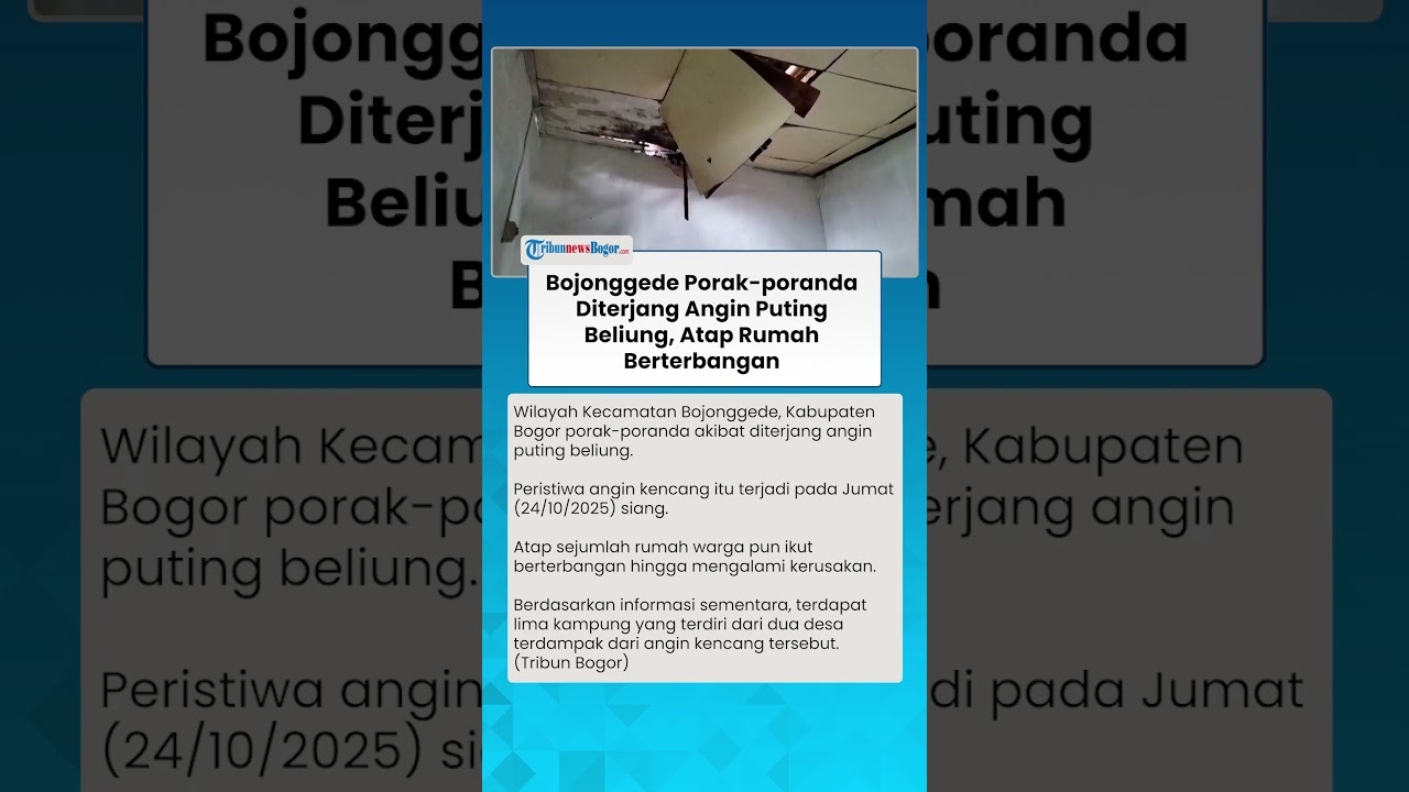 ATAP RUMAH WARGA BERTERBANGAN DI BOJONGGEDE Imbas Diterjang Angin Puting Beliung