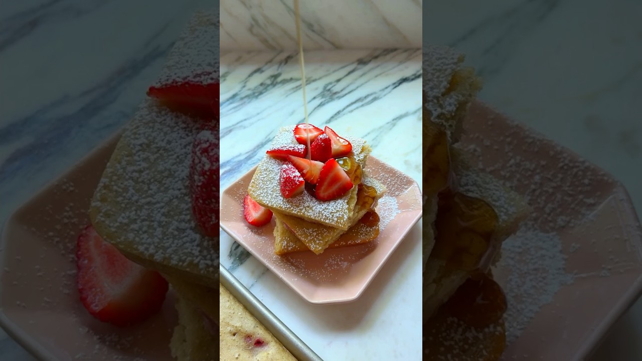 Sheet Pan Pancakes With Fresh Strawberries 🍓🥞