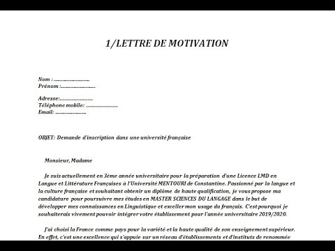 Lettre de motivation pour visa d’étude France  YouTube