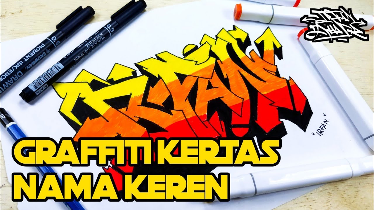 Tutorial gambar graffiti  di kertas  nama  keren YouTube