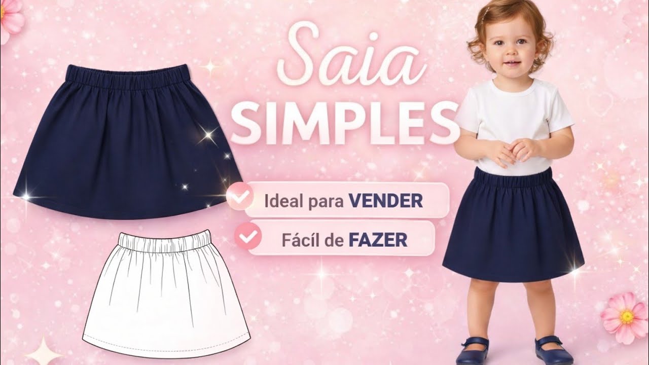 Saia Infantil Simples | Tutorial Fácil de Costura Passo a Passo