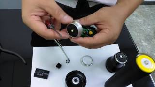 Disassembly the flashlight to get the PCB board with Swith and LED