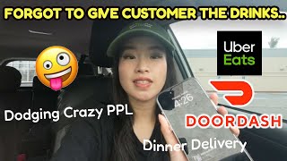 Forgetting to give customer their drinks and Dodging Crazy People!  Uber Eats Ride Along Door Dash