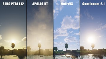 TOP 4 HIGH END MINECRAFT SHADERS COMPARISON  | SEUS PTGI E12 + APOLLO RT + MOLLYVX + CONTINUUM 2.1