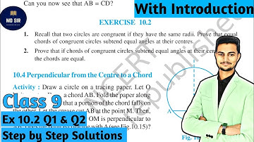 Exercise 10.2 Q1 Q2 | Chapter 10 Circles | Class 9 maths | Md Sir Class 9 | CBSE | ncert