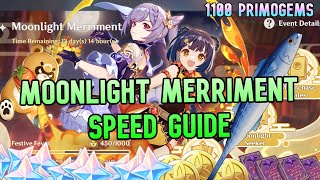 MOONLIGHT MERRIMENT Event Guide (1100 PRIMOGEMS) - NEW Genshin Anniversary Event