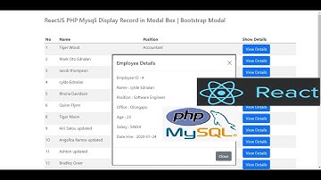 ReactJS PHP Mysqli Display Record in Modal Box | Bootstrap Modal