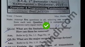 2013 Mdu BCA Computer Fundamental 1st Sem Question Paper mp4
