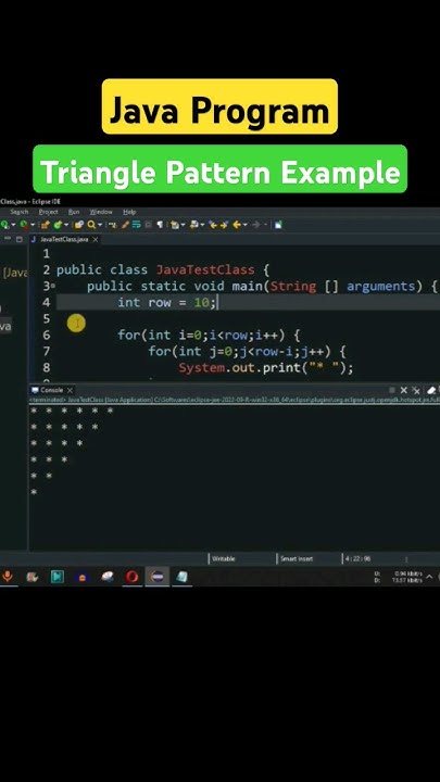 Java Program - Triangle Star Pattern in Java #javatutorial - YouTube
