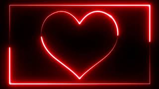 Red Heart Shape With Red Neon Rectangle Frame In Black Background Seamless Loop