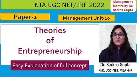 Theories of Entrepreneurship, Entrepreneurship Development, NTA UGC NET/JRF, MBA,BBA, Dr. Barkha