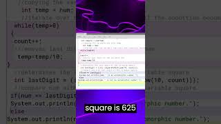 Automorphic number in java icse 9 & 10 #curious #coding