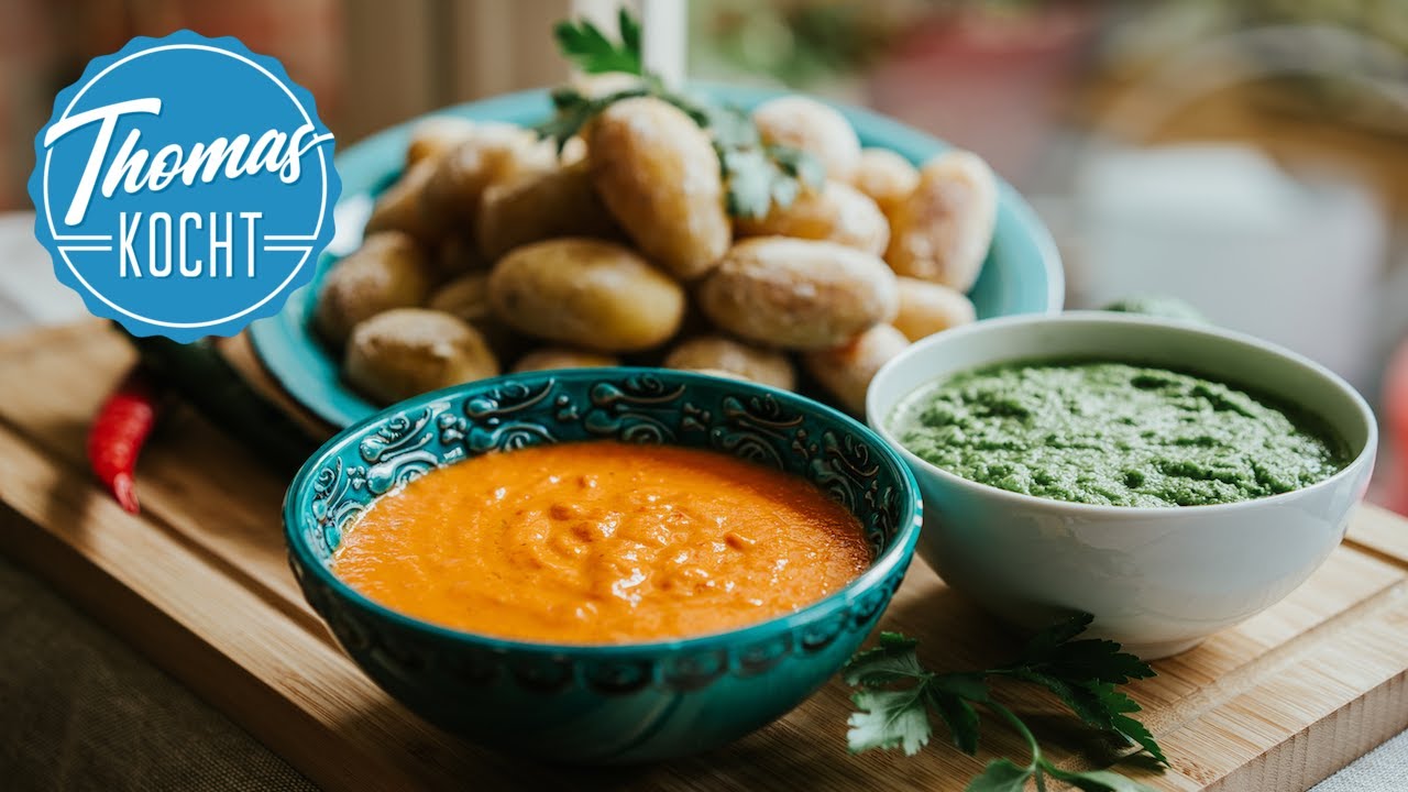 Papas Arrugadas - kanarische Kartoffeln mit Salzkruste und Dips / Mojo ...