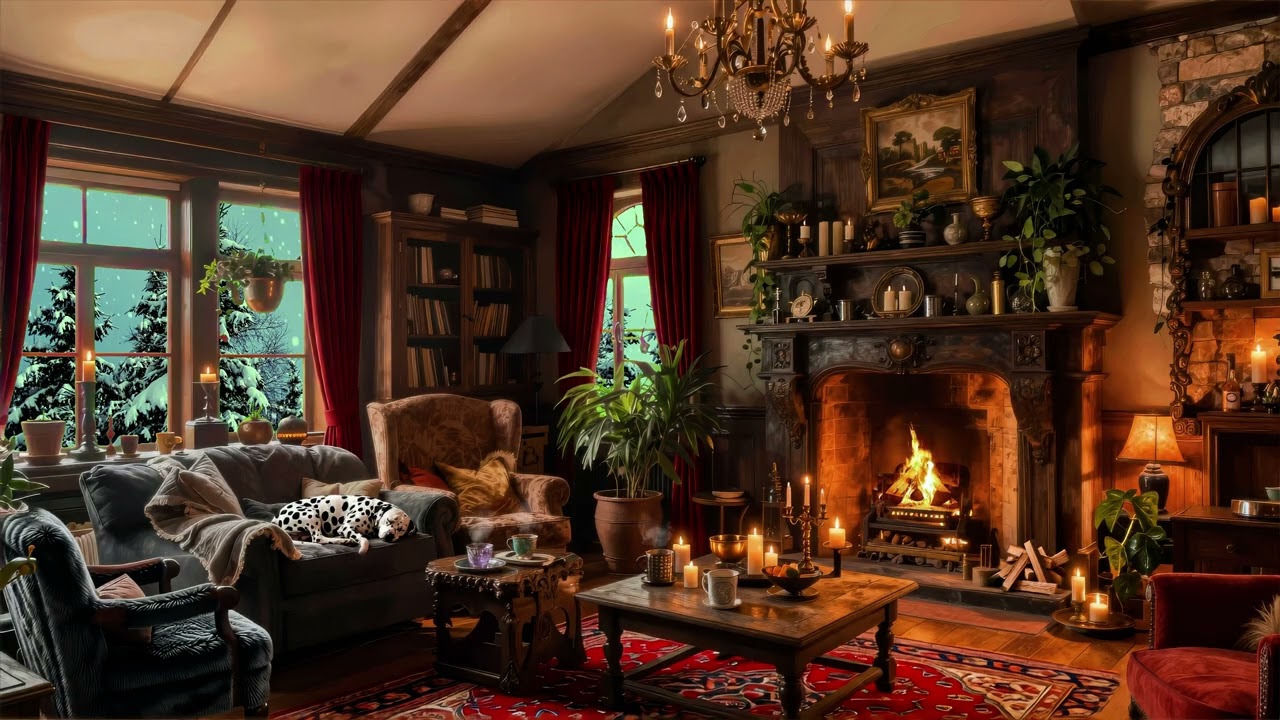 Peaceful Winter Evening in a Cozy Cottage with Gentle Piano and Cello