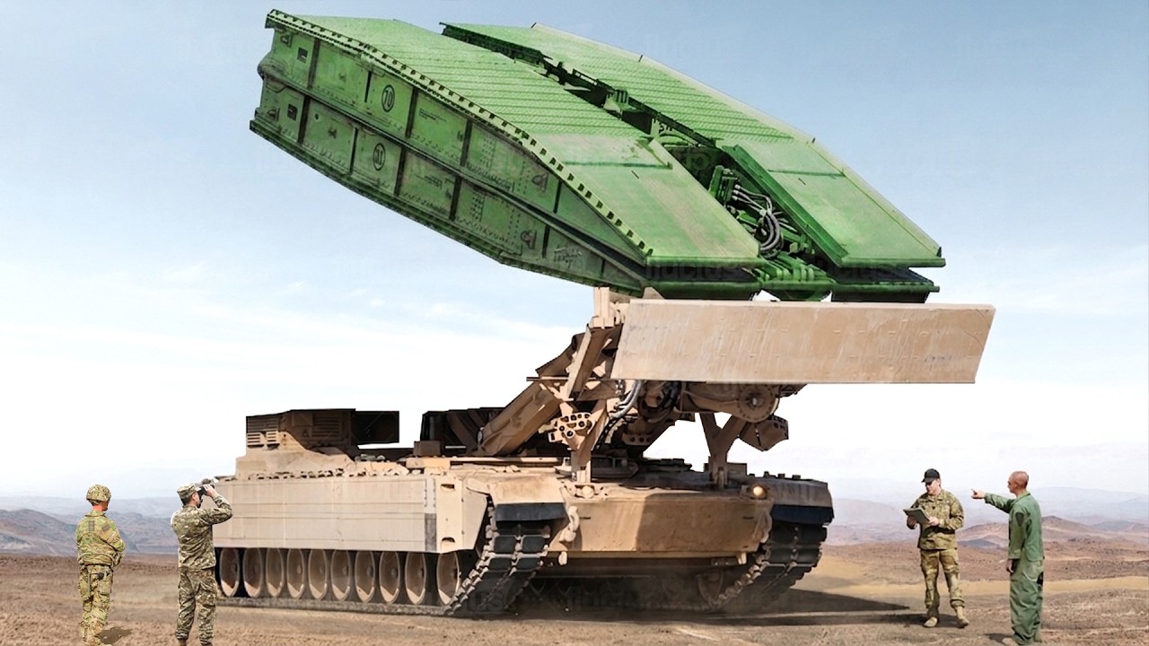 Testing Massive US M1 Abrams Tank Modified as a Transformer Bridge