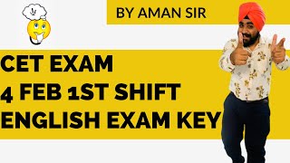 Rajasthan CET Exam 4 Feb 1st Shift Exam English Review . Answer Key