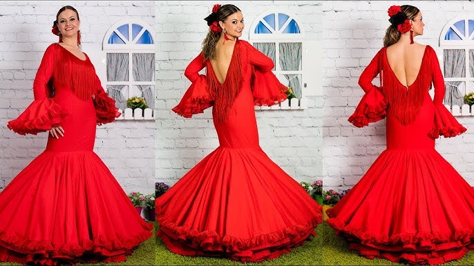 Vestido flamenco de mujer clavel 1ª parte 