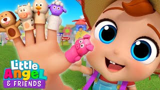 Finger Family Song with Farm Animals | Little Angel And Friends Kid Songs