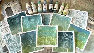 A few minutes of fun  using PaperArtsy stamps on a gel plate