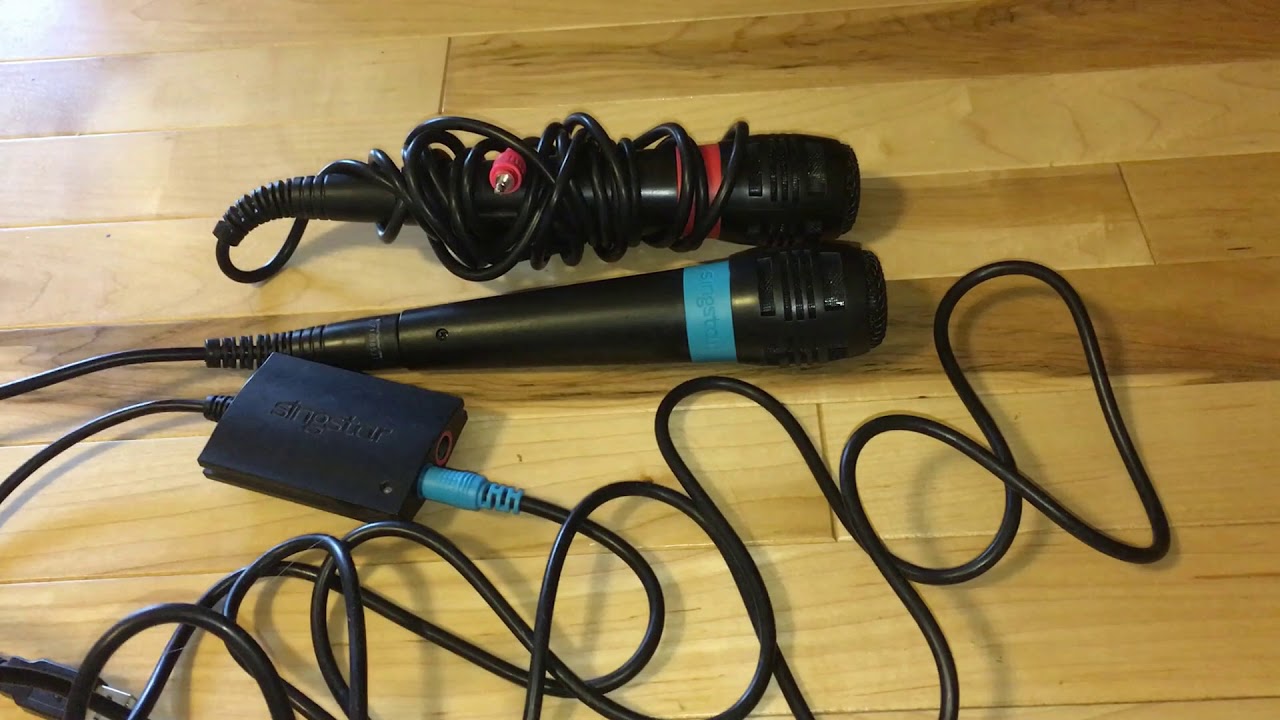 PS2 SingStar Wired Microphones MIC USB On a PC windows 10 ZooM FaceTime WebCam GiZ WiZ - YouTube